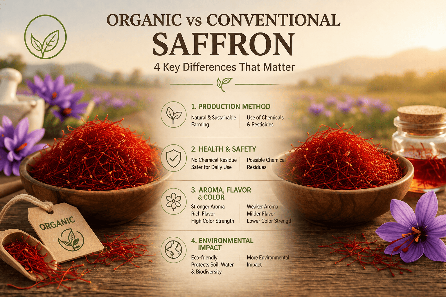What Is Organic Saffron? 4 Key Differences Between Organic and Conventional Saffron